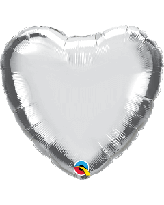 18" FOIL HEART SILVER PLAIN FOIL Unpackaged - 23138/1