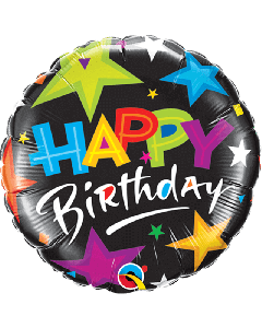18" FOIL ROUND BIRTHDAY BRILLIANT STARS BLACK - 23785/1