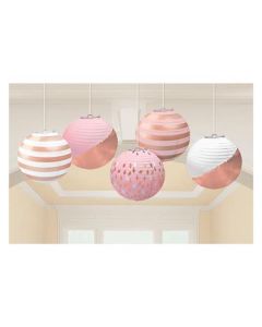 Rose Gold & Blush Stamped Paper Lanterns Amscan