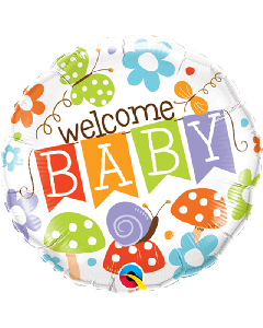 18" Multi Coloured Welcome Baby Round Foil Qualatex