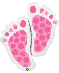 35" Pink Baby Girl Feet SuperShape Foil Qualatex