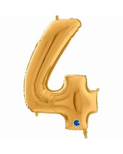 26" Gold Number 4 Foil Balloon Grabo