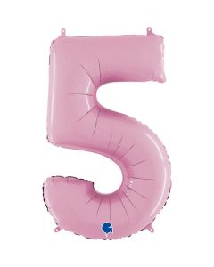 26" Pastel Pink Number 5 Foil Balloon Grabo
