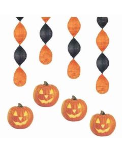 Hanging Glow Pumpkin Decorations Pk4 Unique