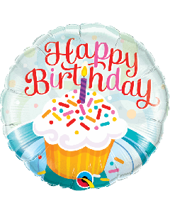 18" Birthday Cupcakes Round Foil Qualatex