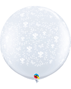 36" Diamond Clear Flowers Latex 2pk Qualatex