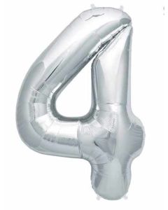 NUMBER 4 SILVER FOIL BALLOON  - 28860-4SC