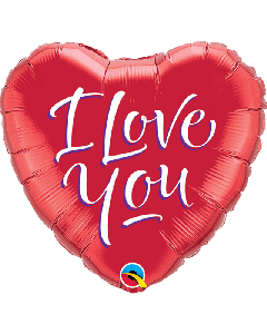 09" Heart I Love You Script Modern Foil Balloon Qualatex