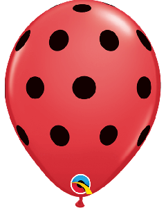 11" Red Big Polka Dot Latex 25pk Qualatex