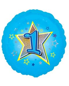 18" Age 1 Blue Stars Round Foil Anagram