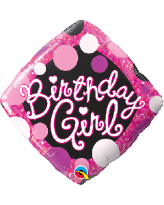 18" Pink & Black Birthday Girl Diamond Foil Qualatex
