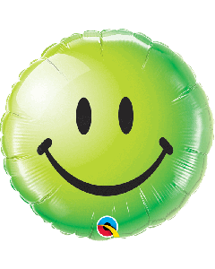 18" Green Smiling Face Round Foil Qualatex