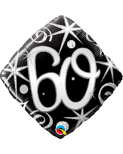 18" Age 60 Black & White Diamond Foil Qualatex