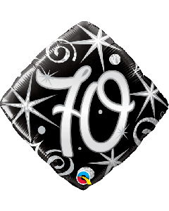 18" Age 70 Black & White Diamond Foil Qualatex