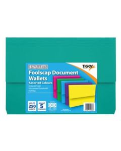 Document Wallet Card A4 Pk 5 Asstd Bright Colour