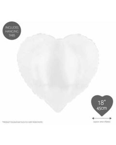 18" White Metallic Heart Foil Balloon Eurowrap