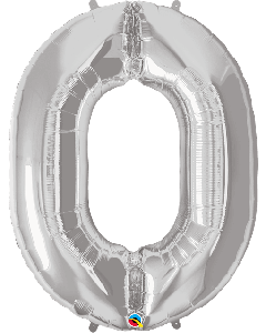 34" Silver Number 0 Foil Balloon Qualatex