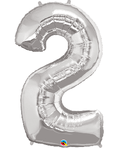 34" Silver Number 2 Foil Balloon Qualatex