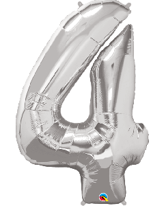 34" Silver Number 4 Foil Balloon Qualatex