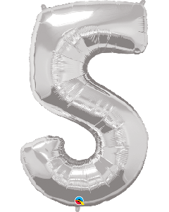 34" Silver Number 5 Foil Balloon Qualatex