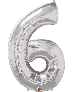 34" Silver Number 6 Foil Balloon Qualatex