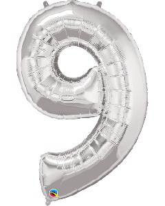 34" Silver Number 9 Foil Balloon Qualatex
