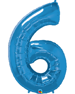 34" Sapphire Blue Number 6 Foil Balloon Qualatex