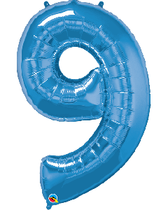 34" Sapphire Blue Number 9 Foil Balloon Qualatex