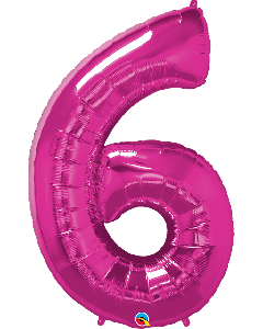 34" Magenta Number 6 Foil Balloon Qualatex