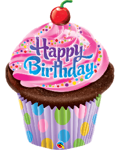 35" Pink Cupcake Supershape Foil Qualatex