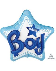 53" Blue Baby Boy 3D Text SuperShape Foil Anagram