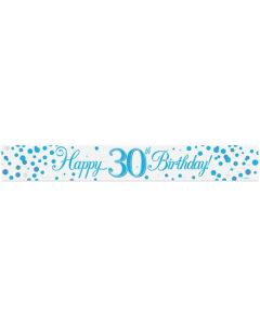 9ft Banner 30th Sparkling Fizz Birthday Blue Holographic - 625853