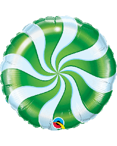 18" Green & White Candy Swirl Round Foil Qualatex