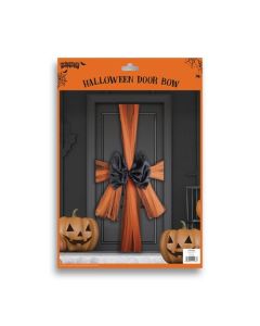 Halloween Black and Orange Door Bow
