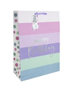 Female Birthday Stripes Extra Large Gift Bag Pk6 Eurowrap