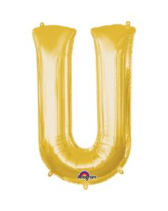 16" Gold Letter U Air-Fill Foil Anagram