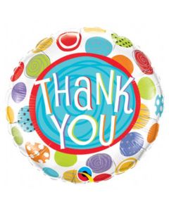 09" Round Thank You Patterned Dots Foil Balloon Qualatex