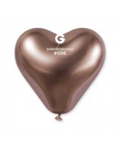 12" Rose Gold Shiny Heart Latex Balloon Pk25  #096 Gemar