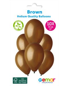 13" Brown Latex Balloons Pk10 #048 Gemar UK