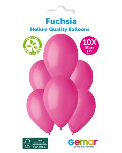 13" Fuchsia Latex Balloons Pk10 #007 Gemar UK