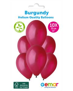 13" Burgundy Latex Balloons Pk10 #047 Gemar UK