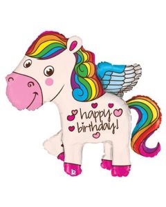 45" Rainbow Pony Birthday Supershape Foil Oaktree