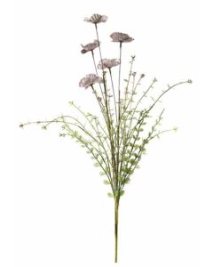 Artificial 5 Flowers Stem Pale Violet