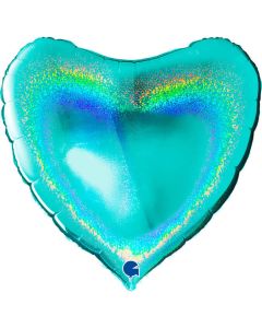 36" Tiffany Holographic Heart Foil Balloon Grabo