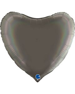 36" Platinum Grey Rainbow Heart Foil Balloon Grabo