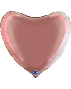 36" Platinum Rose Rainbow Heart Foil Balloon Grabo