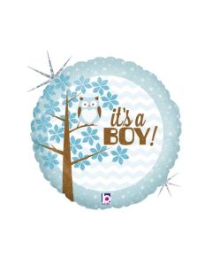 18" FOIL IT’S A BOY BABY OWL HOLOGRAPHIC - 36158P/1