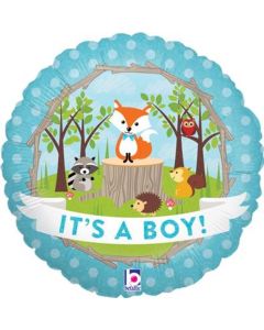 18" Foil Woodland Baby Boy Holographic