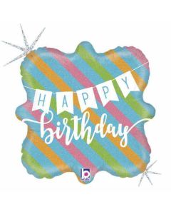 18" Birthday Banner & Stripes Grabo