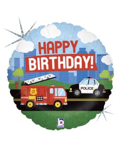 18" Emergency Vehicle Birthday Round Foil Grabo